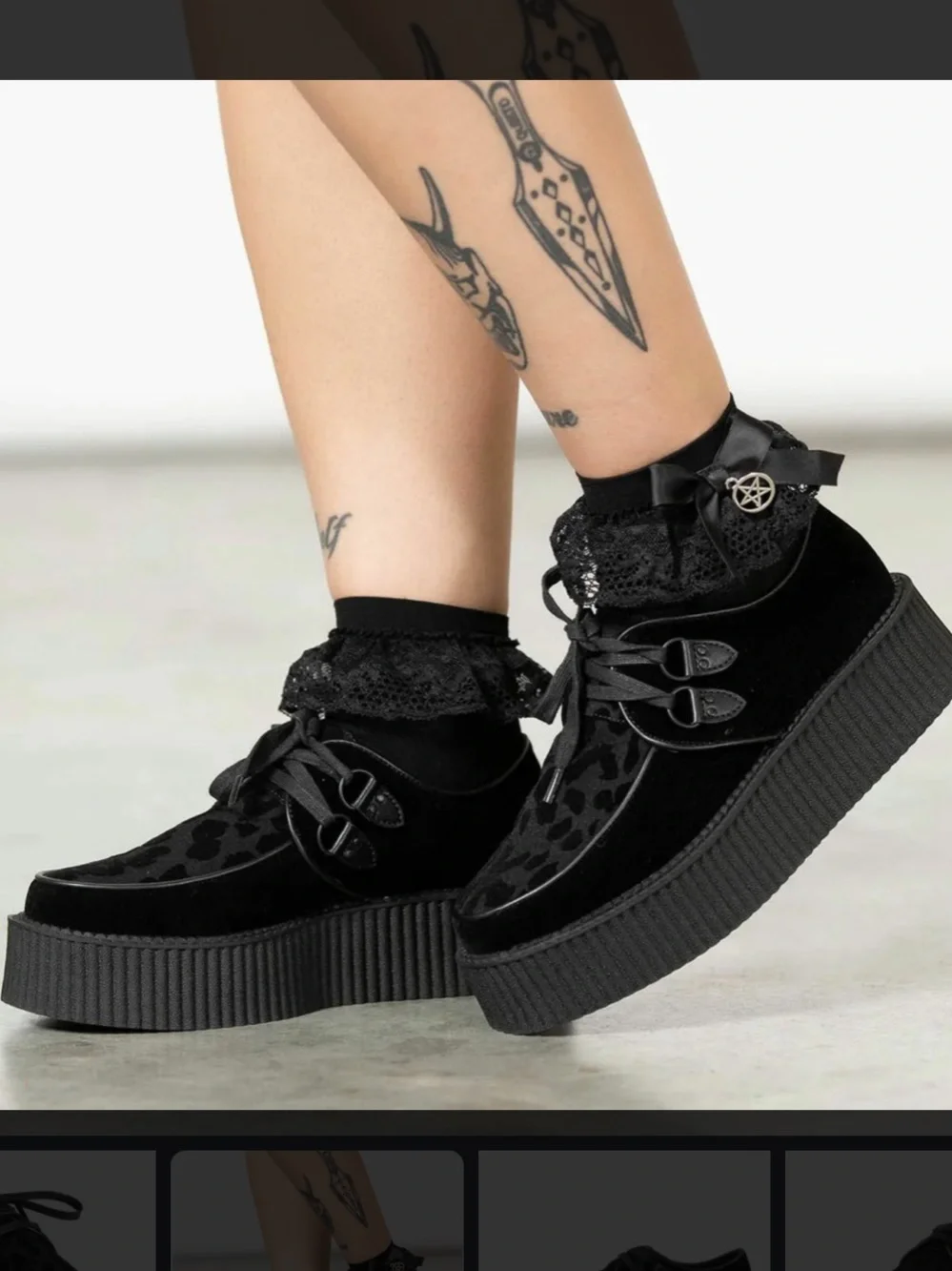 Killstar Black Velvet Feral Creeper Platform Shoes